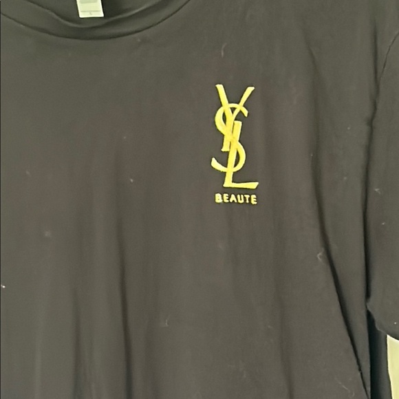 Yves Saint Laurent UNISEX Black T-Shirt with Gold Logo Size SMALL - Picture 4 of 5